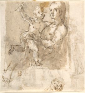 The Flagellation of Christ (recto); Madonna and Child and Unrelated Figure Studies (verso) MET DP800410