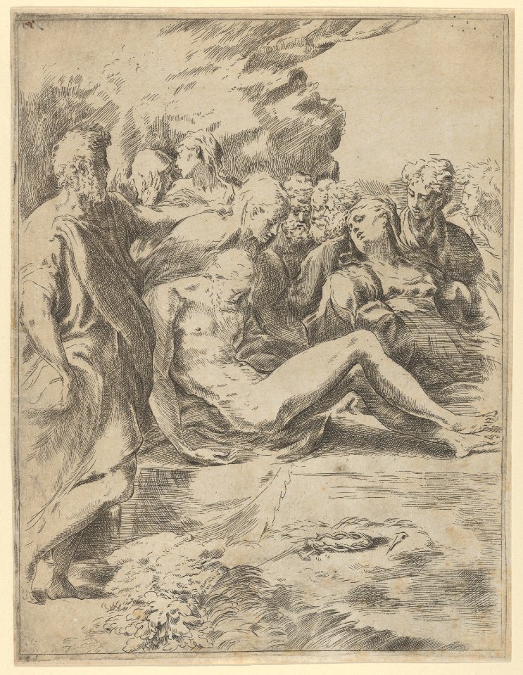 The Entombment; Christ with legs outstretched, the Virgin at right MET DP837832