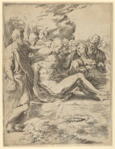 The Entombment; Christ with legs outstretched, the Virgin at right MET DP837832
