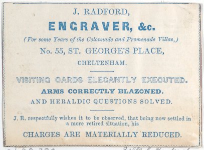 Trade Card for J. Radford, Engraver Met DP885316