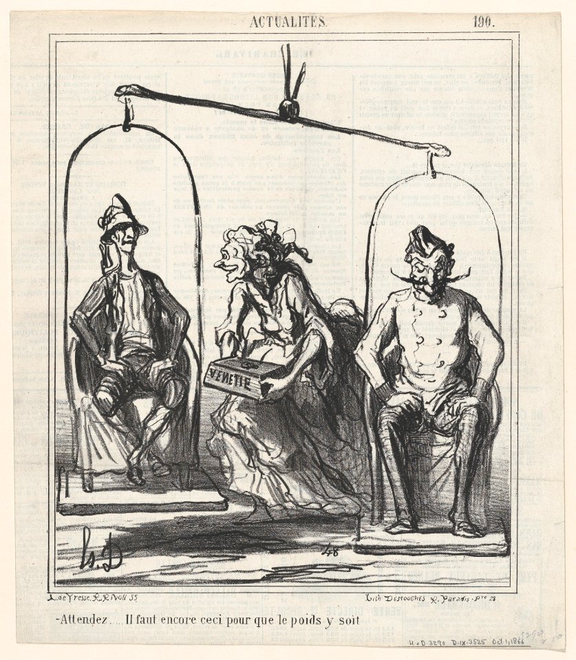 Wait, we still need this to get the weight right!, from 'News of the day,' published in Le Charivari, October 1, 1866 MET DP877499
