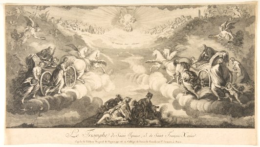 Triumph of Saint Ignatius and Saint Francis Xavier (Le Triomphe de Saint Ignace et de Saint François Xavier qui est au Collége de Louis le Grand...Paris) MET DP818810