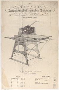 Trade Card for Straker's Improved Lithographic Presses Met DP885320