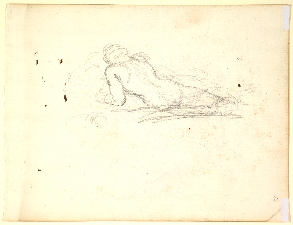 Study for a Male Figure in "Comus–The Measure" (recto); Reclining Male Nude (verso) MET DP829489