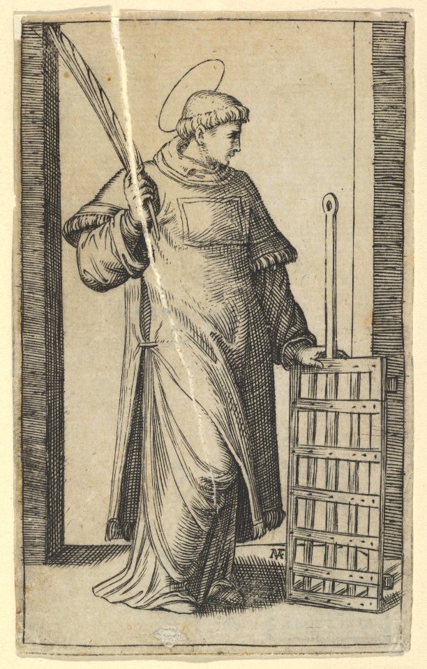 Saint Lawrence, left hand resting on a grill, from the series 'Piccoli Santi' (Small Saints) MET DP853488
