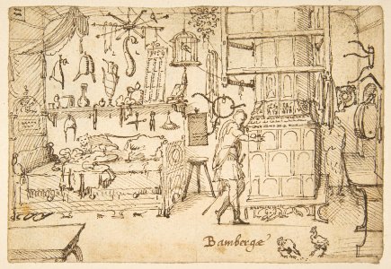 Study sheets with sketches of interiors, animals, sculpture, figures, notes MET DP812319