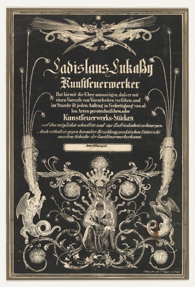 Trade card for Ladislas Lukassy Kunstfeuerwerker MET DP856830