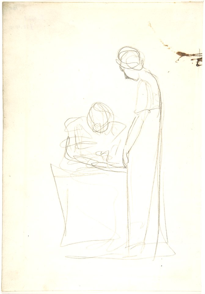 Study of Two Figures- One Seated, the Other Standing (recto); Study of a Head Looking Upwards (verso) MET DP804918