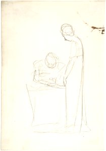 Study of Two Figures- One Seated, the Other Standing (recto); Study of a Head Looking Upwards (verso) MET DP804918