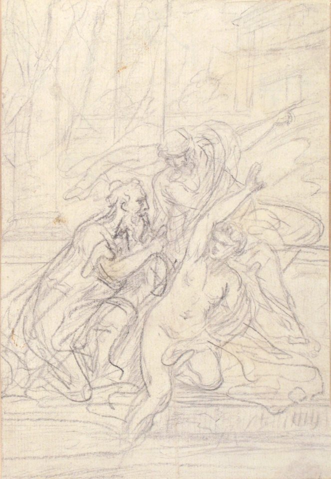 Susanna and the Elders (recto); Architectural design and other scribbles (verso) MET 2005.117a, b. Free illustration for personal and commercial use.