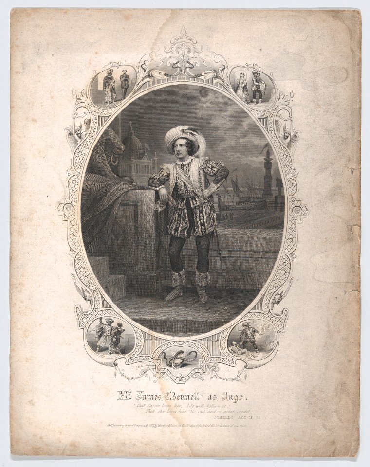 Mr. James Bennett as Iago- "That Cassio loves her, I do well believe it. That she love him, 'tis apt, and of great credit" (Othello, Act 3, Scene 4) MET DP873685