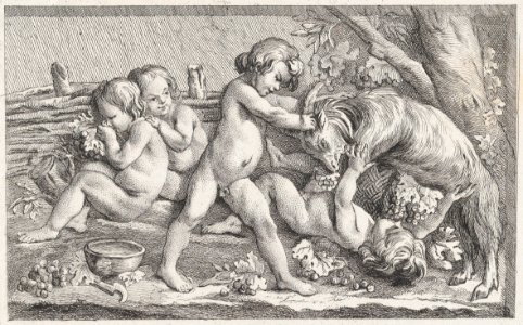Nude children eating grapes and playing with a goat; an allegory of Fall, after a bas-relief on the Fontaine des Quatre-Saisons (Paris) MET DP876431