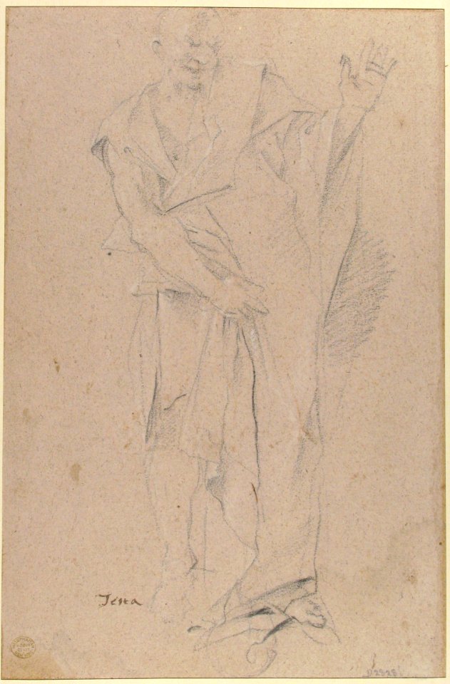 Nude Youth Running (recto); Standing Draped Old Man with Left Hand Upraised (verso) MET 65.131.8 VERSO