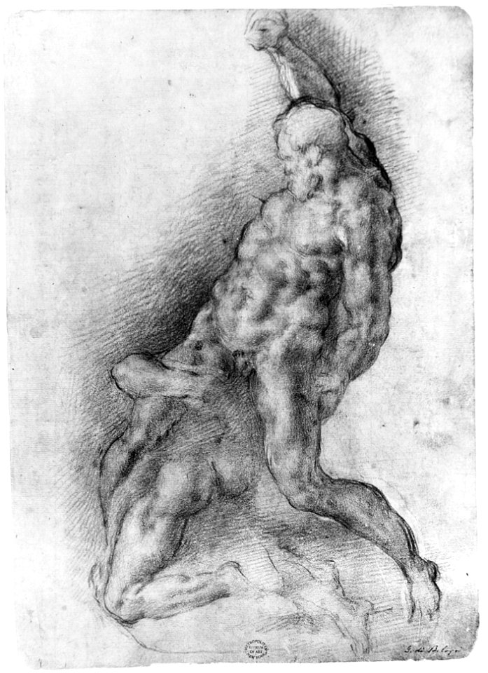 Samson Slaying the Philistine, after Michelangelo (recto); Figure of Fury, after Rosso Fiorentino (verso) MET 021.2R1 54T