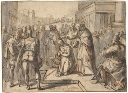 Samuel Annointing David; verso- sketch of two figures MET DP801397