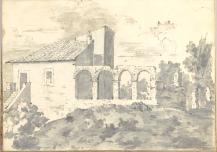 Tile Roofed Building with an Arcade (Smaller Italian Sketchbook, leaf 31 recto) MET DP269440