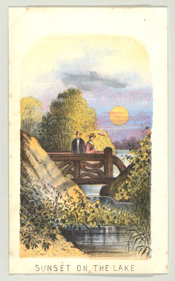 Sunset on the Lake, from the series, Views in Central Park, New York, Part 2, Louis Prang, 1864