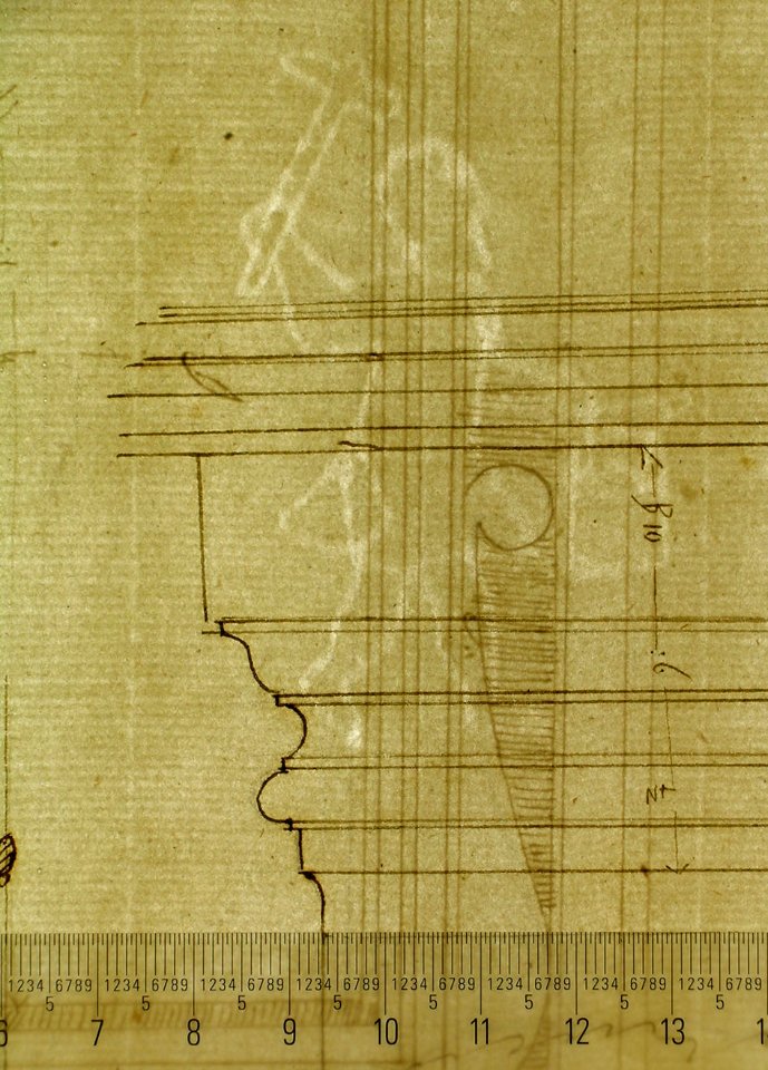 San Lorenzo, Library, Ricetto, upper window, elevation; niche,elevation, plan, and section (recto) San Lorenzo, Library, Ricetto, niche, details; upper window, details, elevation (verso) MET sf49 92 38-watermark