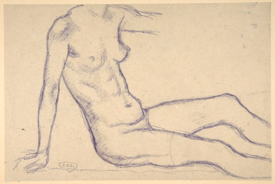 Torso of a Seated Nude, Facing Right (Study for Monument to Paul Cézanne) MET DP811912