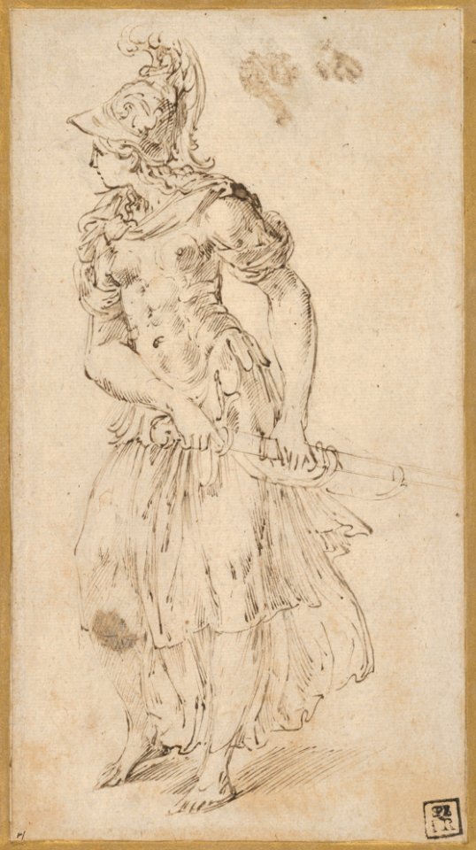 Standing Female Figure in Armor Drawing Her Sword (Minerva or Bellona) MET DP832937