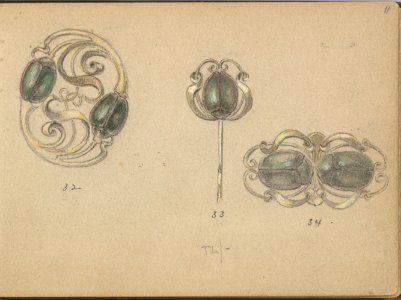 Three Designs for Jewelry with a Beetle Motif MET DP827244. Free illustration for personal and commercial use.