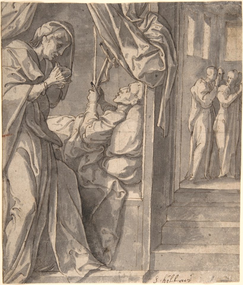 The Death of Saint Hilary; verso- Sketch of an Arm MET DP801840