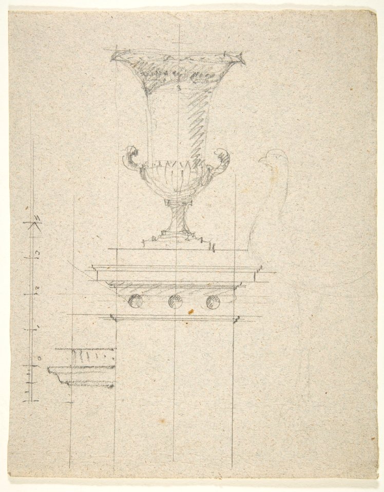 Verso- Design for an urn; recto- Designs for two urns MET DP812594