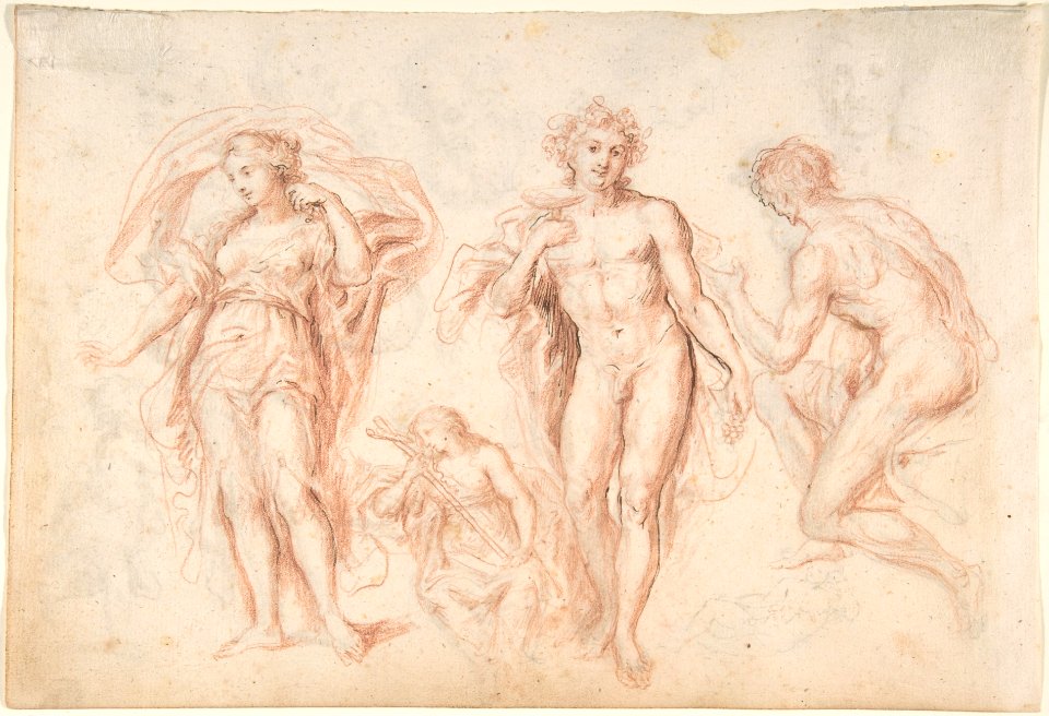 Recto- figure and head-studies (including Bacchus); Verso- four main figure studies repeated from the recto MET DP804172