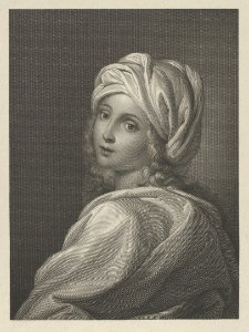 Portrait of Beatrice Cenci in bust-length, turning to face outwards with a cloth wrapped around her head, after Reni MET DP841473
