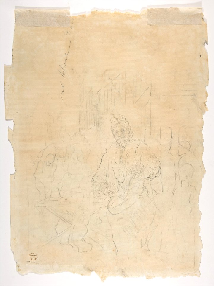 Street Show (Paillasse) (recto); a clown playing a drum (verso) MET DP810664