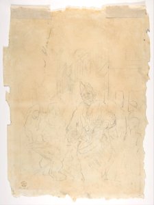 Street Show (Paillasse) (recto); a clown playing a drum (verso) MET DP810664
