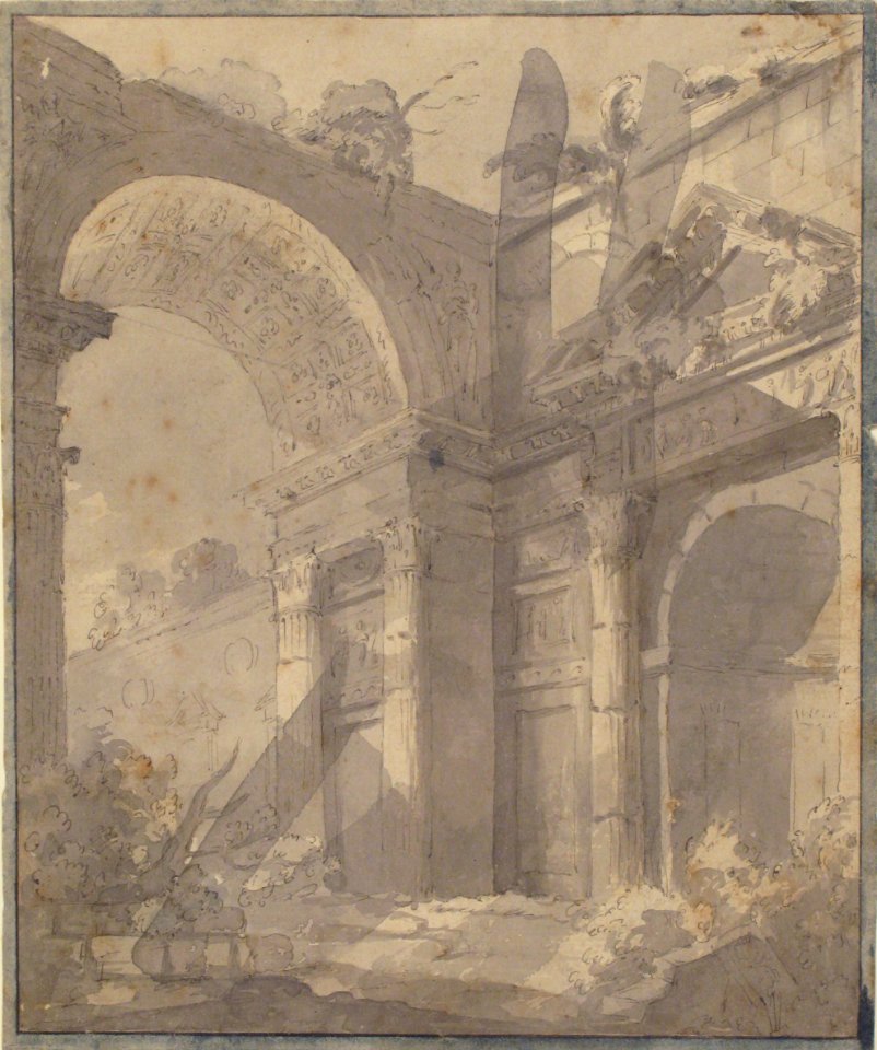 View of Ancient Roman Ruins, an Arch and a Triangular-Pedimented Doorway MET 1971.600.1