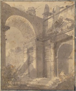View of Ancient Roman Ruins, an Arch and a Triangular-Pedimented Doorway MET 1971.600.1