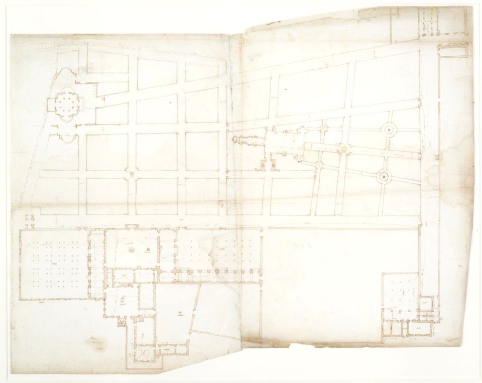 Ville d'Este, Gardens, Quirinal, plan (recto) blank (verso) MET DR186