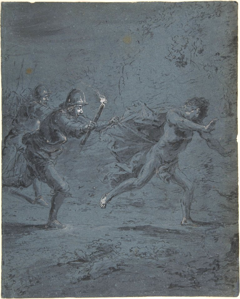 Night scene with soldiers chasing a fugitive (Mark XIV, 5-52) MET DP800920