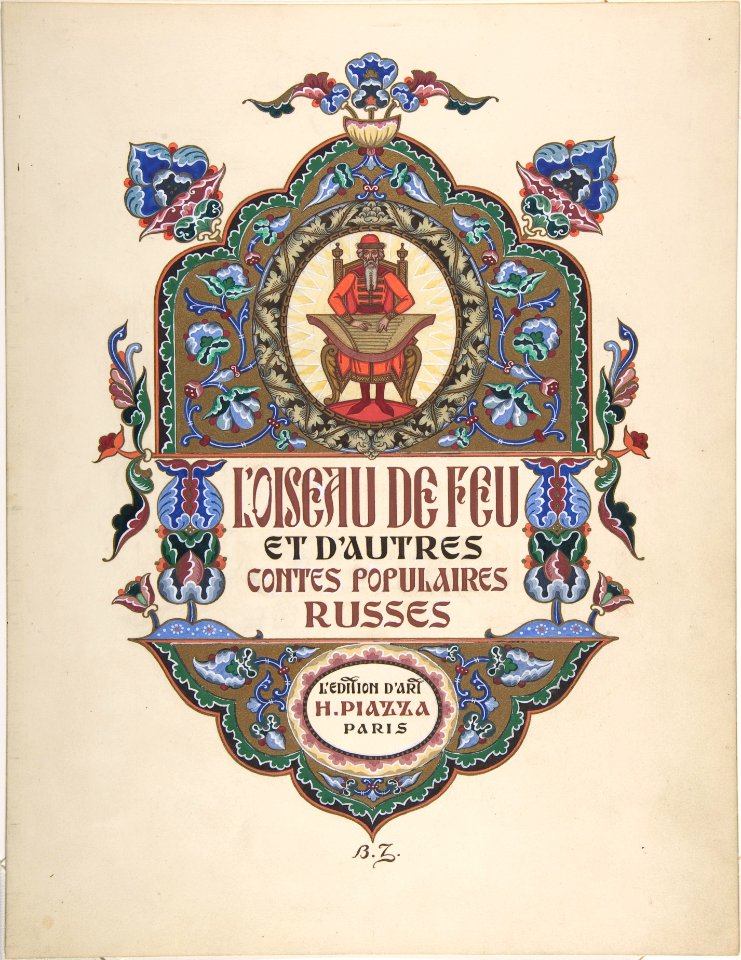 Story Title Page, "L'oiseau de Feu", verso- text MET DP804787
