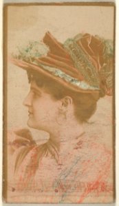 Profile of actress wearing unstructured hat, from the Actresses series (N668) MET DPB869913