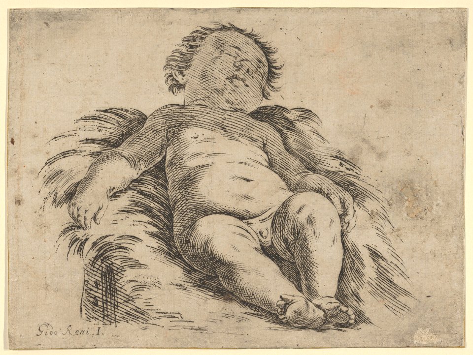 Sleeping child, partly in shadow, after Reni(?) MET DP837914