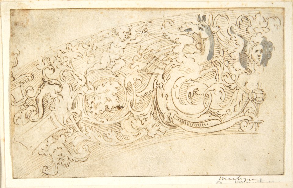 Part of a Circular Frieze with a Sphynx and a Putto with a Hybrid Creature MET DP801986