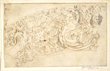 Part of a Circular Frieze with a Sphynx and a Putto with a Hybrid Creature MET DP801986