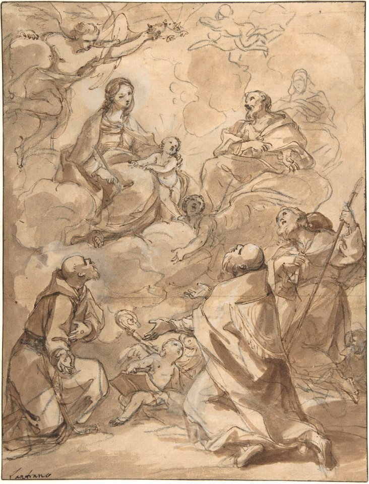 The Holy Family Appearing to St. Francis, St. Augustine, and St. Roch MET DP807793