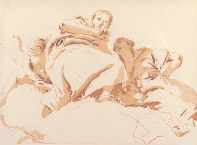 Two Women and a Winged Boy on Clouds MET 37.165.39