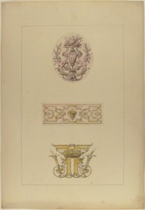 Two designs for decorative panels and one design for an ornamental monogram with a crown and the initials- FF MET 67.827.212
