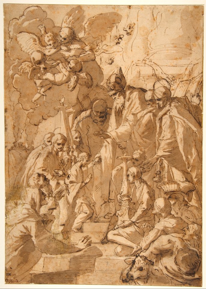 The Presentation of the Virgin in the Temple (recto); Another Design for the Same Composition (verso) MET DP811841