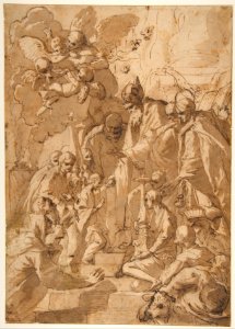 The Presentation of the Virgin in the Temple (recto); Another Design for the Same Composition (verso) MET DP811841