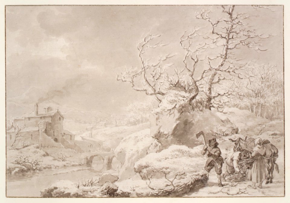Winter Landscape with Peasants Gathering and Chopping Wood MET DR192