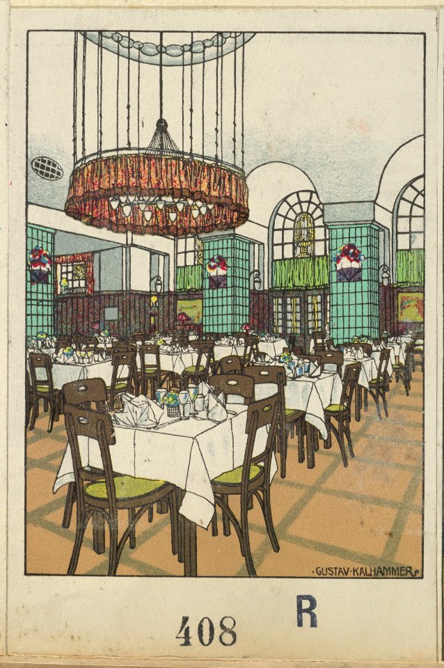 National Railway Station Restaurant, Vienna X, Josef Pohl (Restaurant Staatsbahnhof, Wien X, Josef Pohl) MET DP845370. Free illustration for personal and commercial use.