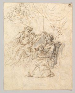 The Holy Family; verso- Moses striking water from a rock MET DP819282