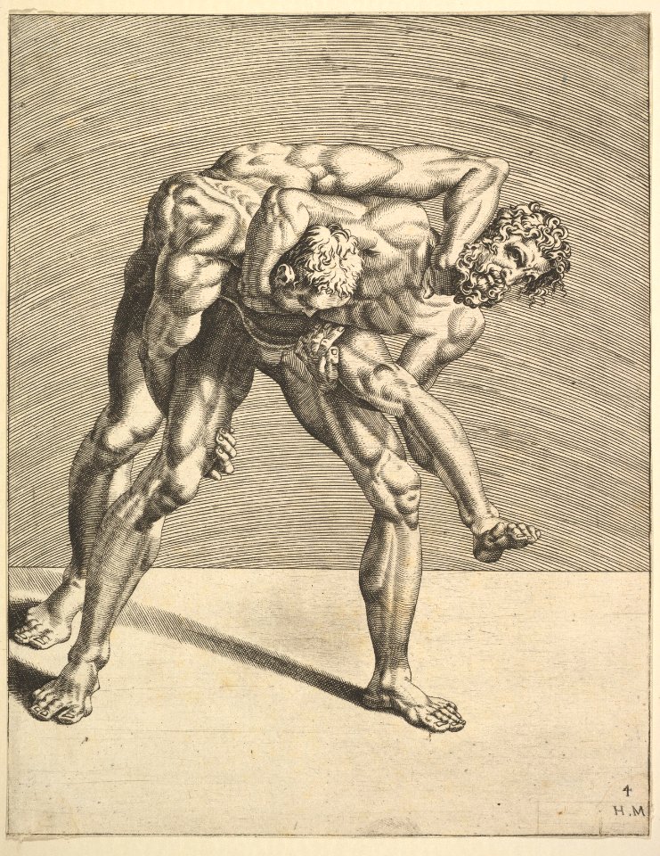 Two Wrestlers, from Wrestlers, plate 4 MET DP822175