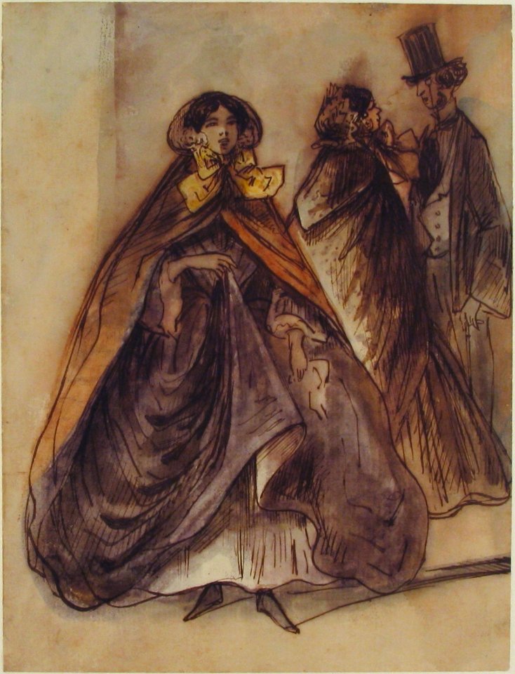 Two Women and a Man with a Top Hat and a Monocle MET 37.165.93